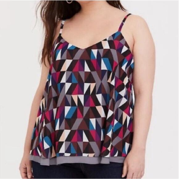 Torrid Sophie Geo Chiffon Double Layer Swing Cami Tank Top Plus Size 4x - Picture 1 of 8
